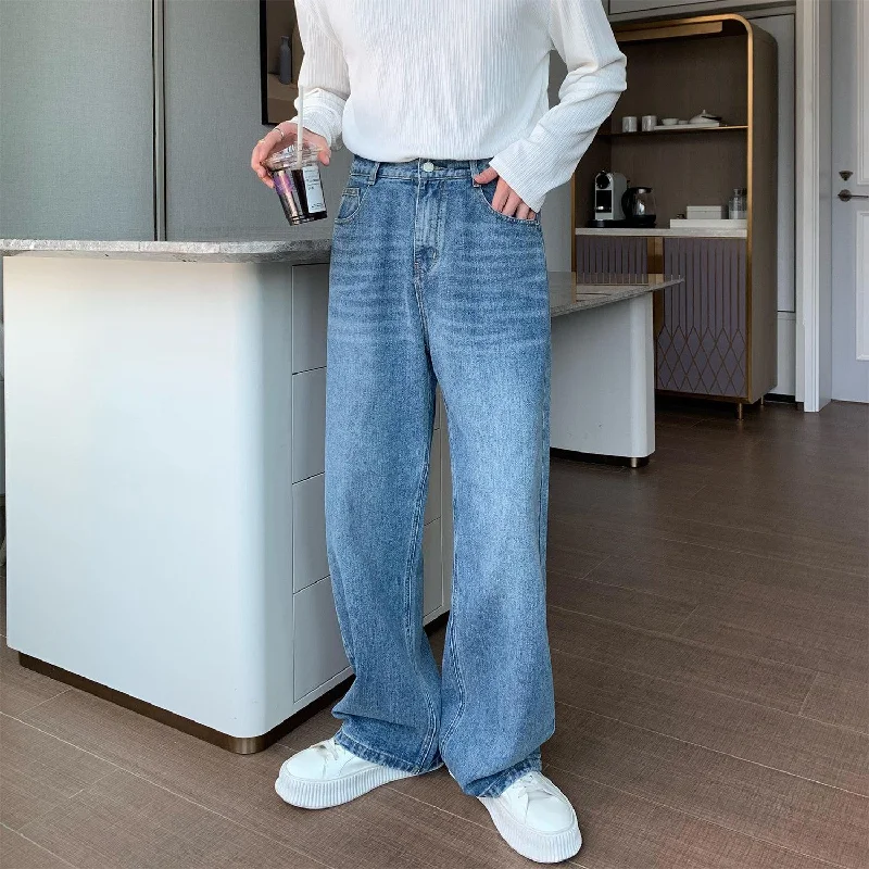 Jeggings women jeans combining the comfort of leggings and style of jeansElastic Waist Wide Leg Straight Jeans