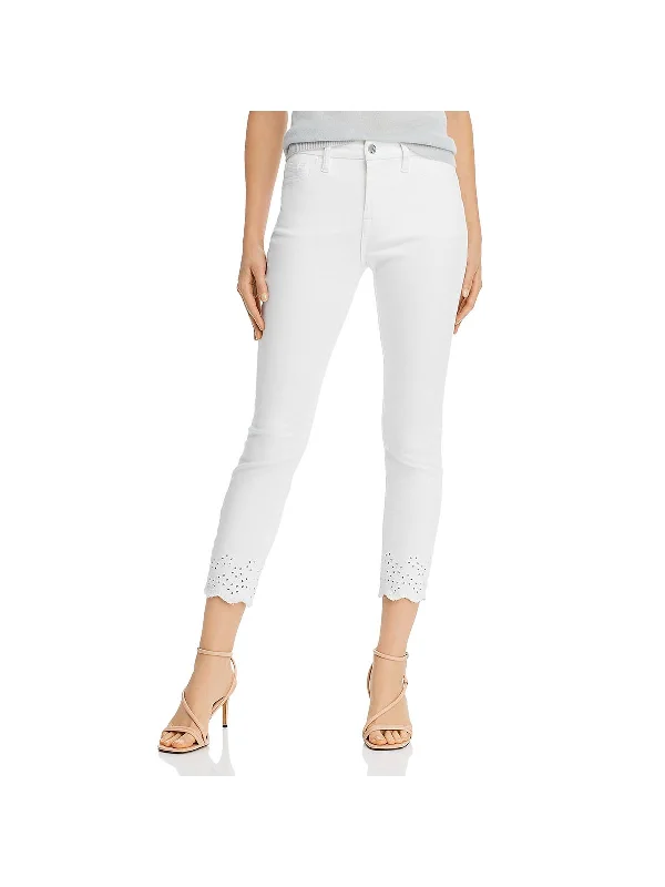 Embroidered women jeans with intricate patternsWomens Denim Skinny Ankle Jeans