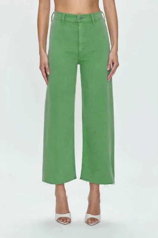 Embroidered women jeans with intricate patternsWomen's Penny Crop High Rise Wide Leg Jeans In Avocado