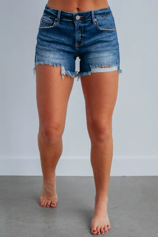 Plus Size Women's Cargo Shorts in Olive Green with Multiple Pockets for Outdoor AdventuresZimi Risen Shorts - Dark Wash Plus Size Women's Cargo Shorts in Olive Green with Multiple Pockets for Outdoor AdventuresZimi Risen Shorts - Dark Wash