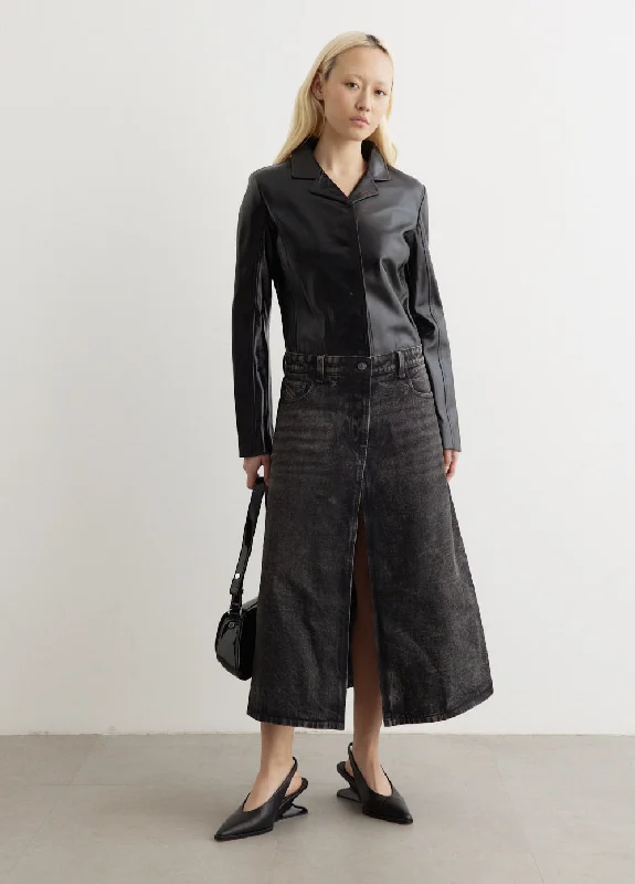 Denim skirts for date nights with a romantic feelL-Ory Giacca Denim Midi Skirt