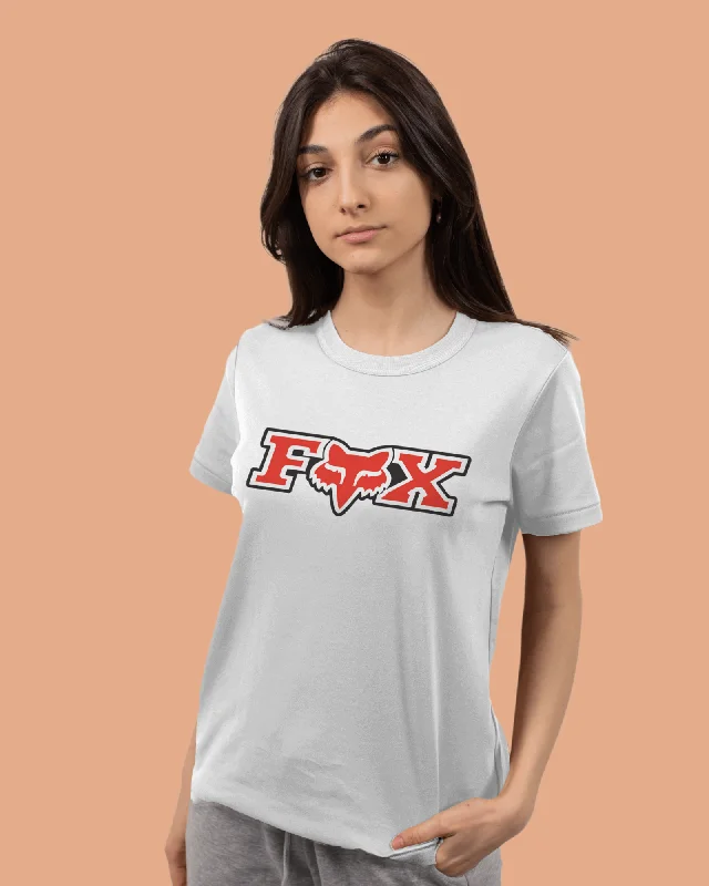 Women's jersey with moisture - wicking fabric for sportsFox Printed Women's White T-Shite