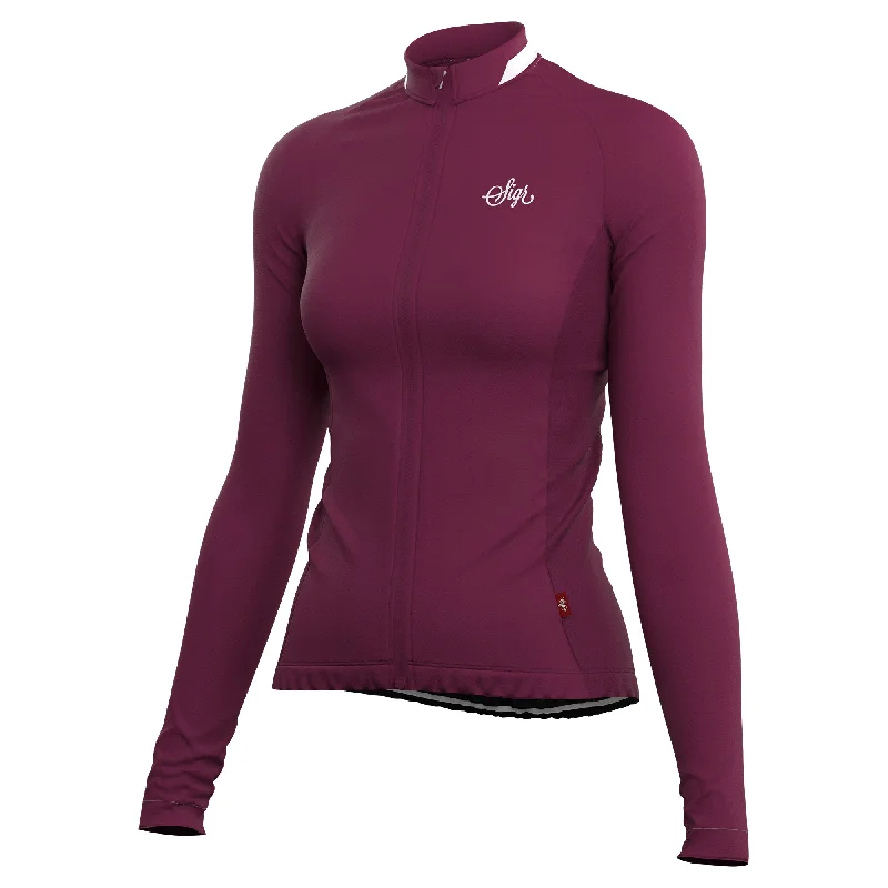 Women's jersey with a high - low hem for styleKrokus Deep Red Women's Warmer Long Sleeved Cycling Jersey