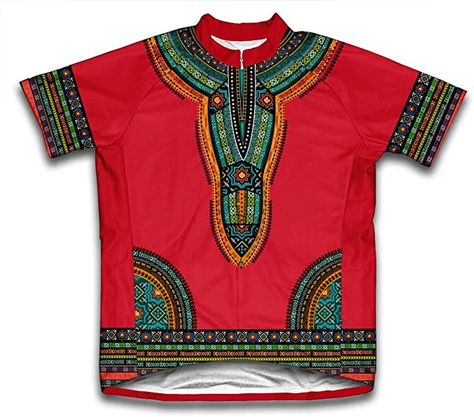 Long - sleeve women's jersey for cooler daysRed African Dashiki Short Sleeve Cycling Jersey for Men and Women Long - sleeve women's jersey for cooler daysRed African Dashiki Short Sleeve Cycling Jersey for Men and Women