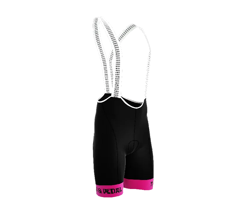 Women's jersey with a reflective strip for visibilityTap and Pedal | PRO-BIB Cycling Short Black - Pink Grippers | Men and Women