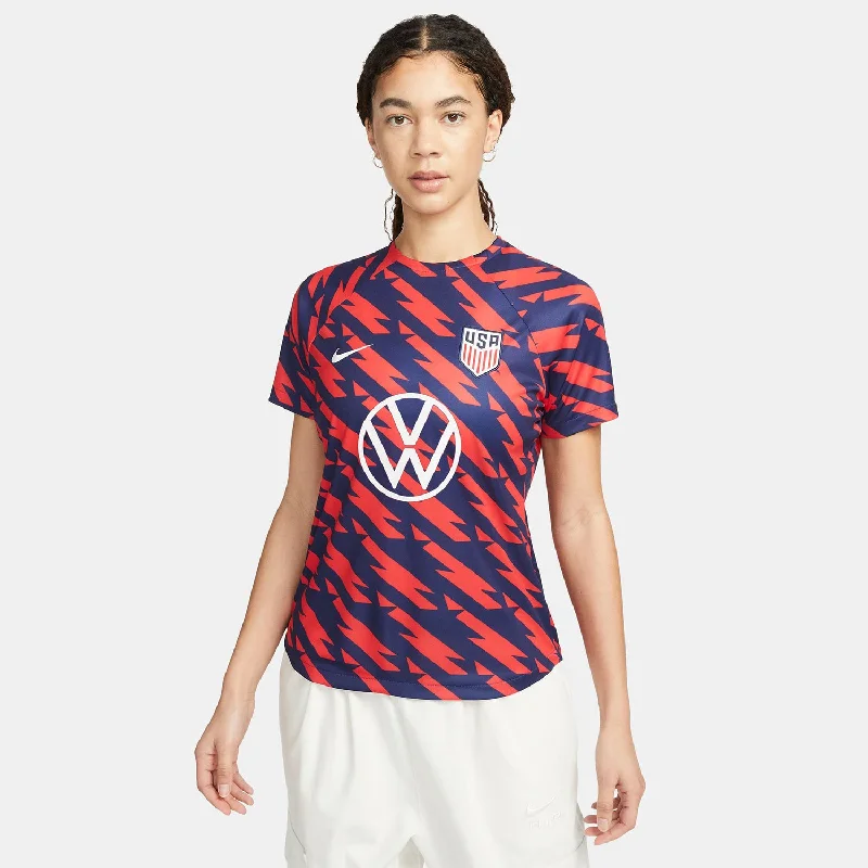Women's jersey for tennis matchesWomen's Nike USMNT 2023 VW Pre-Match Red Top