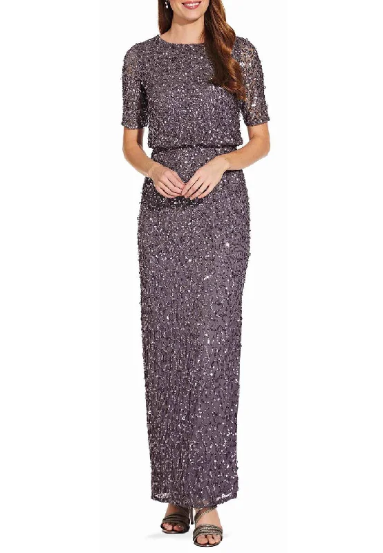 Plus Size Women Dress with a Flattering A - Line Cut for Comfort and StyleDark Purple Short Sleeves Blouson Dress