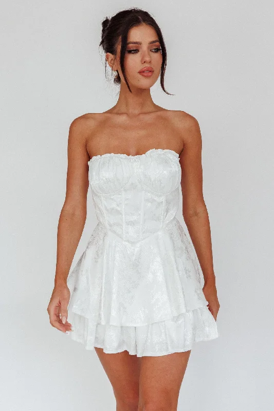 Plus Size Women Dress with a Flattering A - Line Cut for Comfort and StyleAngel Sky Gathered Bust Romper Ivory Plus Size Women Dress with a Flattering A - Line Cut for Comfort and StyleAngel Sky Gathered Bust Romper Ivory