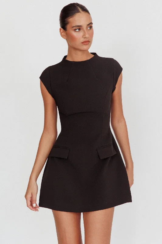 Shift Women Dress with a Simple and Classic Design for Everyday WearAristos Cap Sleeve Mini Dress Black Shift Women Dress with a Simple and Classic Design for Everyday WearAristos Cap Sleeve Mini Dress Black