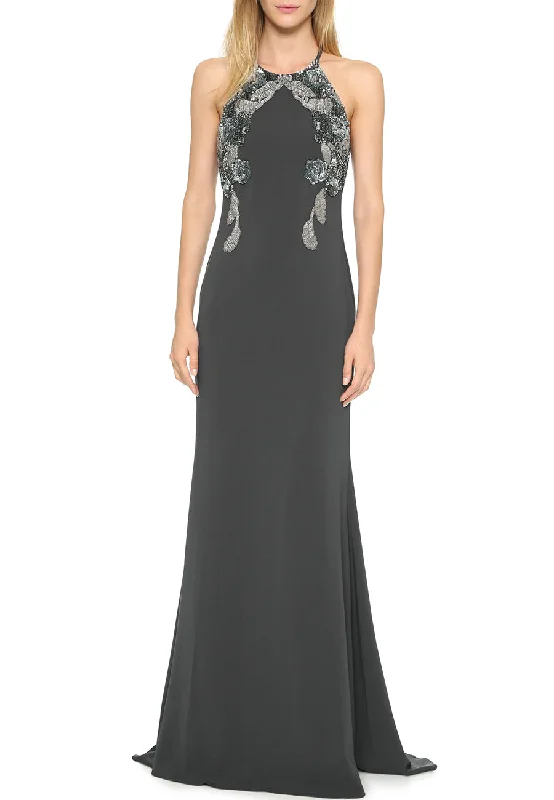 Little Black Women Dress with Sequins for a Glamorous Night OutDark Grey Beaded Racer Back Gown