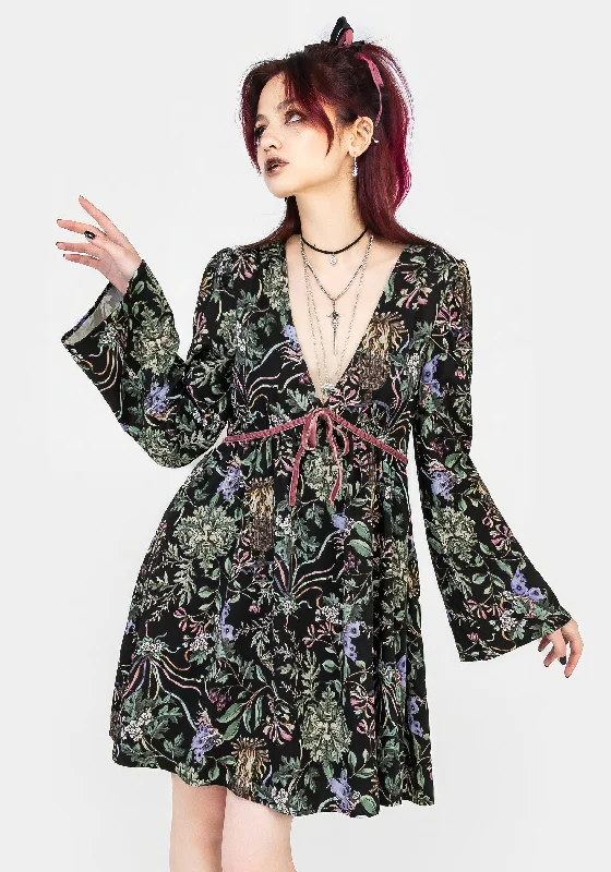Strapless Women Dress with a Built - in Bra for Comfort and SupportBeltane Flute Sleeve Mini Dress