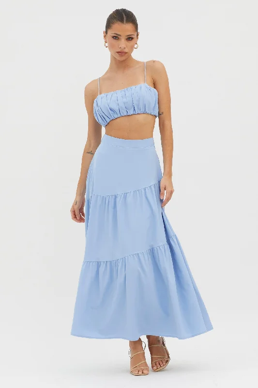 Off - the - Shoulder Women Dress for a Romantic and Feminine LookBondi Waist Tie Maxi Skirt Blue Off - the - Shoulder Women Dress for a Romantic and Feminine LookBondi Waist Tie Maxi Skirt Blue