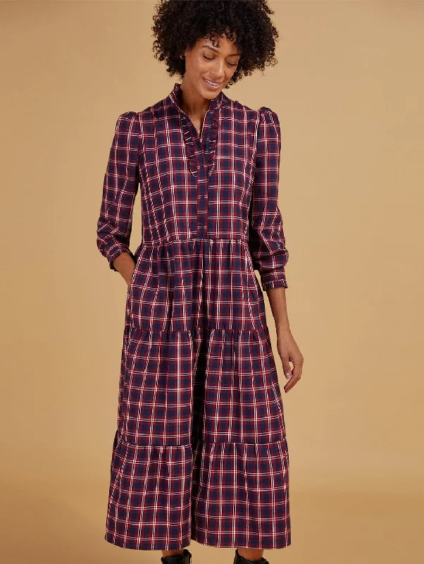 Women jumpsuits with geometric prints for a modern and contemporary aestheticCara Organic Cotton Tiered Dress | Red Check Women jumpsuits with geometric prints for a modern and contemporary aestheticCara Organic Cotton Tiered Dress | Red Check