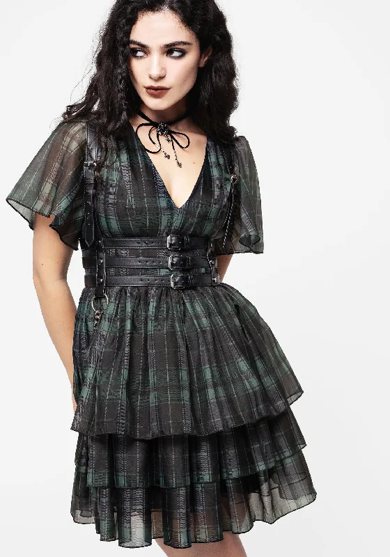Plus Size Women Dress with a Flattering A - Line Cut for Comfort and StyleCheckmate Layered Organza Mini Dress Plus Size Women Dress with a Flattering A - Line Cut for Comfort and StyleCheckmate Layered Organza Mini Dress