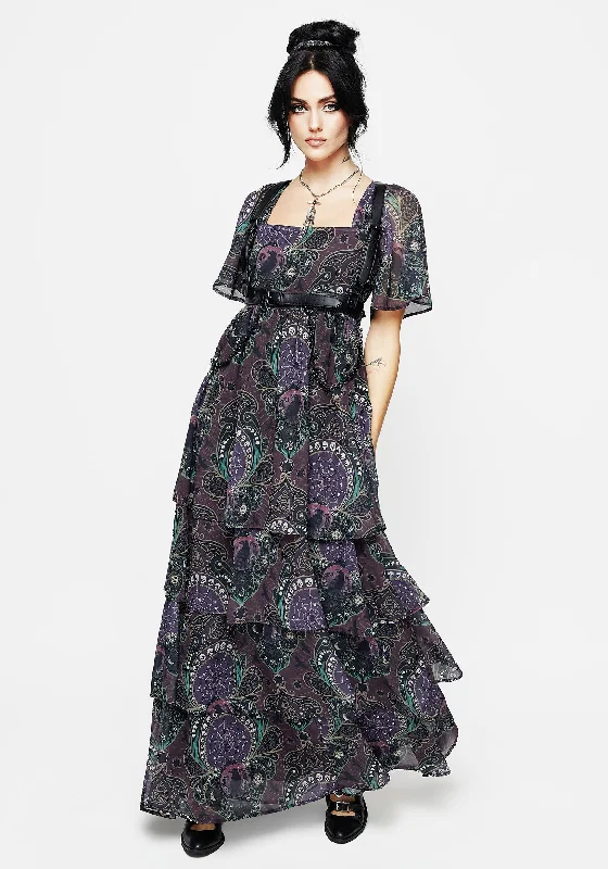 Long - Sleeve Women Dress in Velvet for a Luxurious Winter LookClarette Chiffon Angel Sleeve Tiered Gown