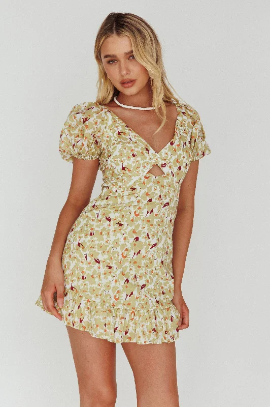 Sheath Women Dress with a Tailored Fit for a Professional LookConnie Puff Sleeve Mini Dress Floral Olive Sheath Women Dress with a Tailored Fit for a Professional LookConnie Puff Sleeve Mini Dress Floral Olive