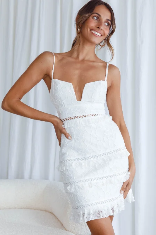 Long - Sleeve Women Dress in Velvet for a Luxurious Winter LookDear Lover Cami Strap Frill Detail Lace Dress White Long - Sleeve Women Dress in Velvet for a Luxurious Winter LookDear Lover Cami Strap Frill Detail Lace Dress White