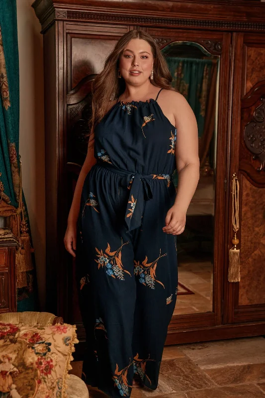 Women jumpsuits with cold - shoulder sleeves for a trendy styleDusk Floral Lighthearted Trapeze Jumpsuit Curve Women jumpsuits with cold - shoulder sleeves for a trendy styleDusk Floral Lighthearted Trapeze Jumpsuit Curve