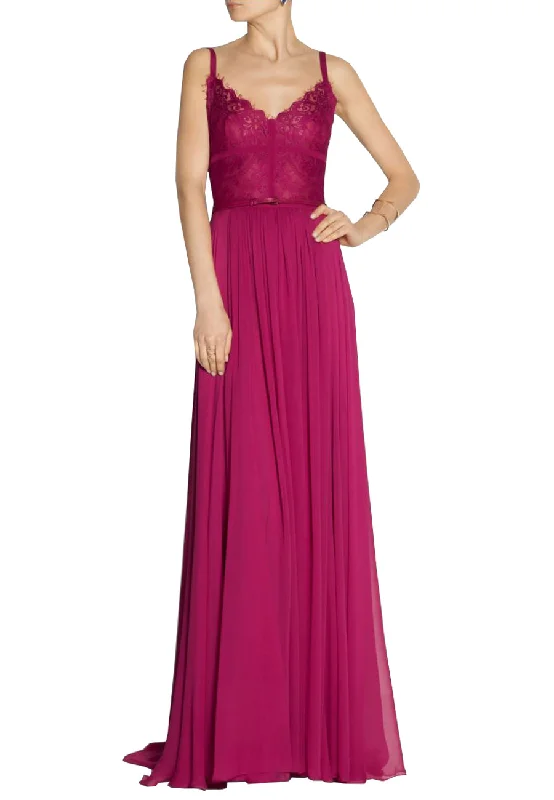 Ruffled Women Dress with Multiple Layers for a Playful and Girly StyleFuchsia Lace A-Line Gown