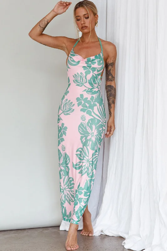 Wrap - Style Women Dress with Adjustable Fit for All Body TypesFiji Feeling Midi Dress Tropical Pink Wrap - Style Women Dress with Adjustable Fit for All Body TypesFiji Feeling Midi Dress Tropical Pink