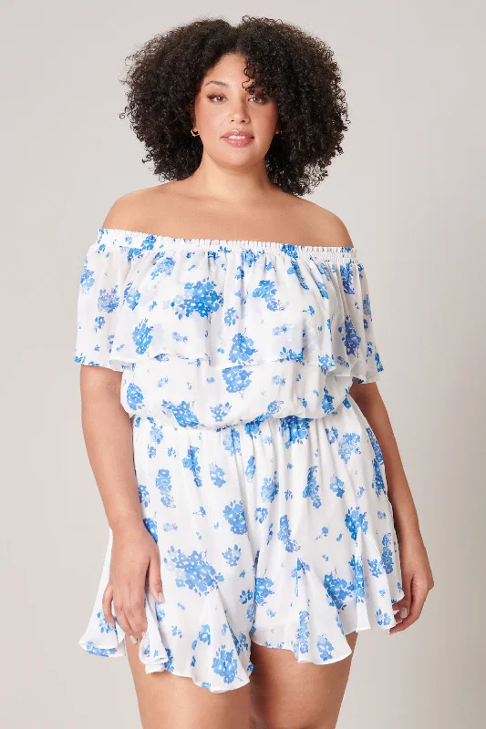 Women jumpsuits with polka - dot patterns for a classic and playful styleFond of You Floral Off the Shoulder Besame Romper Curve Women jumpsuits with polka - dot patterns for a classic and playful styleFond of You Floral Off the Shoulder Besame Romper Curve