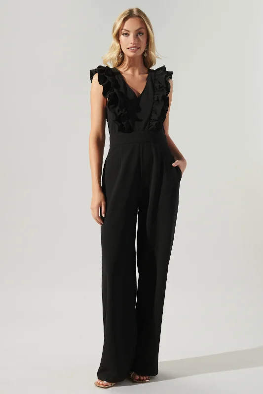 Women jumpsuits with gathered pants for a voluminous and elegant lookFree Bird Ruffle Wide Leg Jumpsuit Women jumpsuits with gathered pants for a voluminous and elegant lookFree Bird Ruffle Wide Leg Jumpsuit
