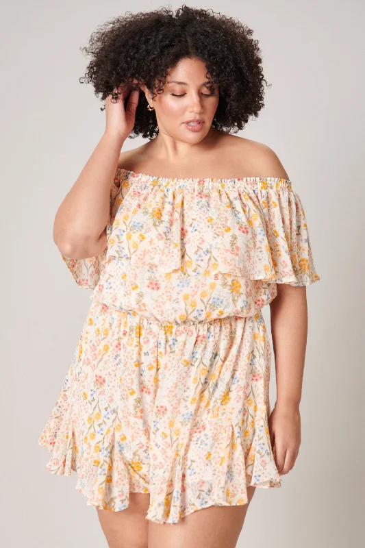 Women jumpsuits with a criss - cross back for a flirty and eye - catching detailFrench Country Floral Off the Shoulder Besame Romper Curve Women jumpsuits with a criss - cross back for a flirty and eye - catching detailFrench Country Floral Off the Shoulder Besame Romper Curve