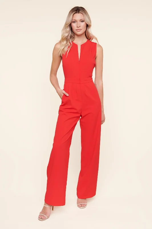 Women jumpsuits with spaghetti - strap tops for a delicate and breezy lookGenevieve Sleeveless Zipper Front Jumpsuit Women jumpsuits with spaghetti - strap tops for a delicate and breezy lookGenevieve Sleeveless Zipper Front Jumpsuit