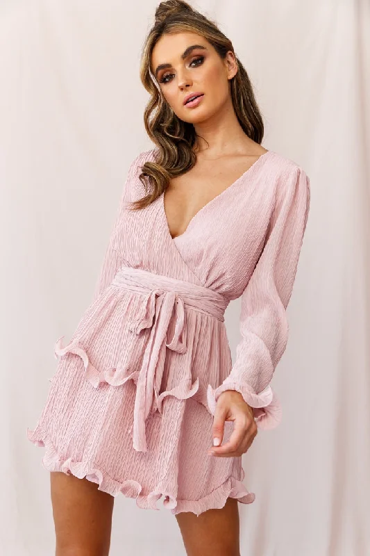 Shift Women Dress with a Simple and Classic Design for Everyday WearGreta Tiered Ruffle Chiffon Dress Blush Shift Women Dress with a Simple and Classic Design for Everyday WearGreta Tiered Ruffle Chiffon Dress Blush