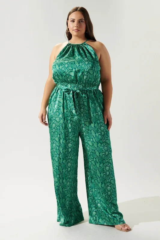 Women jumpsuits with a wrap - around design for a flattering fitGwendolyn Snake Print Lighthearted Trapeze Jumpsuit Curve Women jumpsuits with a wrap - around design for a flattering fitGwendolyn Snake Print Lighthearted Trapeze Jumpsuit Curve