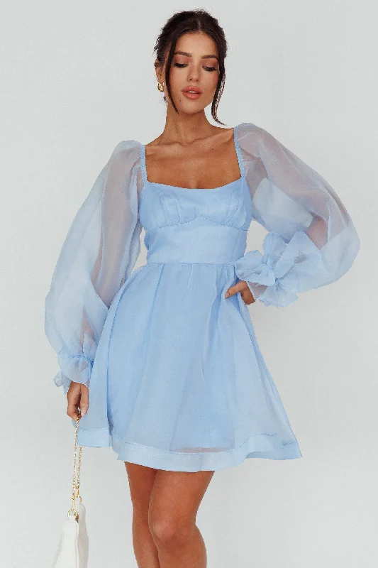 Sleeveless Women Dress in Bright Colors for Summer PartiesI've Got Sunshine Long Sleeve Mini Dress Light Blue Sleeveless Women Dress in Bright Colors for Summer PartiesI've Got Sunshine Long Sleeve Mini Dress Light Blue