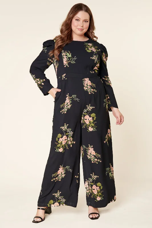 Women jumpsuits with tiered pants for added volume and styleJasleen Floral Wide Leg Jumpsuit Curve Women jumpsuits with tiered pants for added volume and styleJasleen Floral Wide Leg Jumpsuit Curve