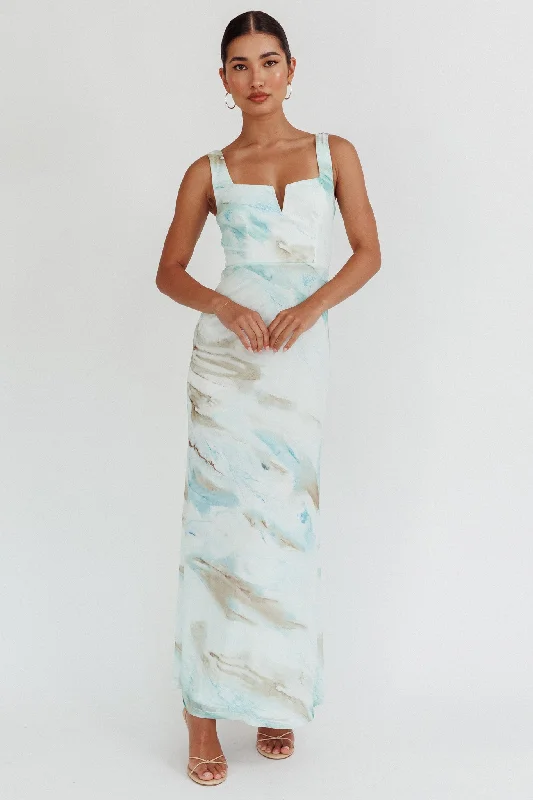 Ruffled Women Dress with Multiple Layers for a Playful and Girly StyleJovelle Strappy Back Maxi Dress Marble Blue Ruffled Women Dress with Multiple Layers for a Playful and Girly StyleJovelle Strappy Back Maxi Dress Marble Blue