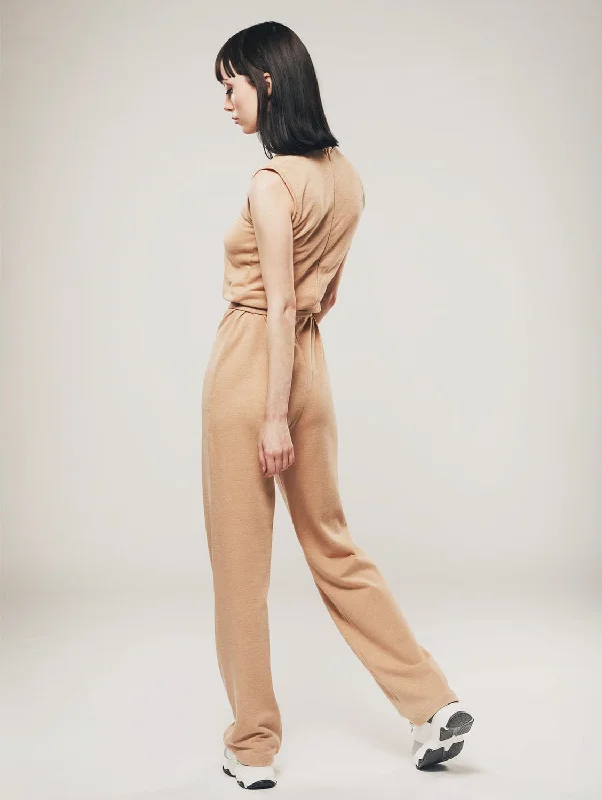 Sequined women jumpsuits for glamorous evening eventsOrganic Cotton Straight Leg Jumpsuit | Light Brown Sequined women jumpsuits for glamorous evening eventsOrganic Cotton Straight Leg Jumpsuit | Light Brown