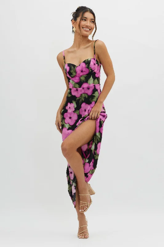 Pleated Women Dress with a Timeless and Elegant TextureKasha Low Back Maxi Dress Floral Pink Pleated Women Dress with a Timeless and Elegant TextureKasha Low Back Maxi Dress Floral Pink