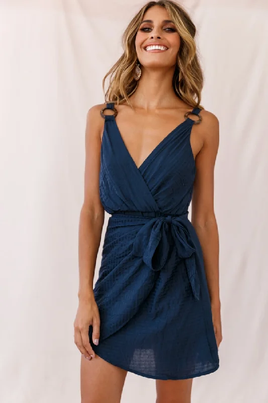Maxi Women Dress with Floral Print for a Bohemian VibeKay Wrap Skirt Dress Navy