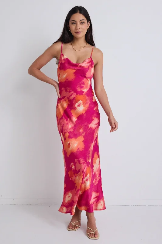 Sleeveless Women Dress in Bright Colors for Summer PartiesLavish Party Pink Tie Back Slip Dress Sleeveless Women Dress in Bright Colors for Summer PartiesLavish Party Pink Tie Back Slip Dress