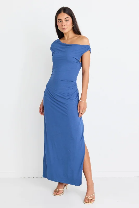 Little Black Women Dress with Sequins for a Glamorous Night OutMagic Mid Blue Jersey Off Shoulder Maxi Dress