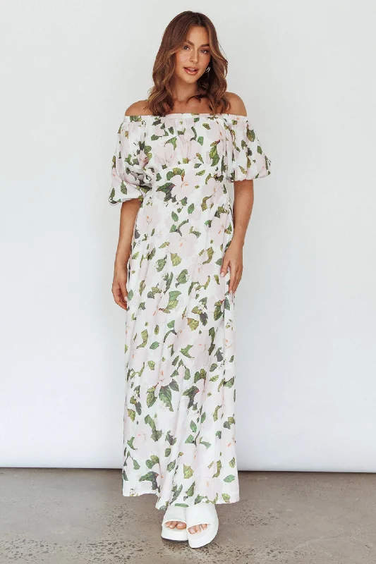 Ball Gown Women Dress with a Full Skirt for a Princess - like LookMomentum Off Shoulder Maxi Dress Floral Pink Ball Gown Women Dress with a Full Skirt for a Princess - like LookMomentum Off Shoulder Maxi Dress Floral Pink
