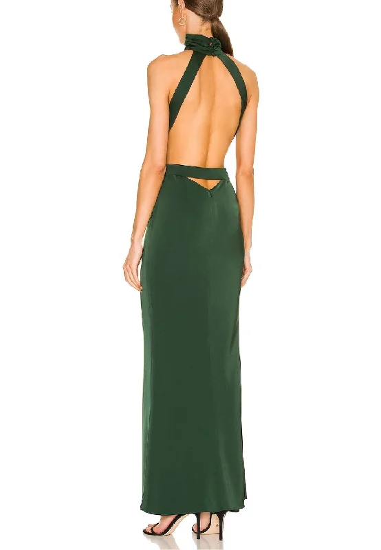 Shift Women Dress with a Simple and Classic Design for Everyday WearEmerald Green Everett Halter Backless Gown