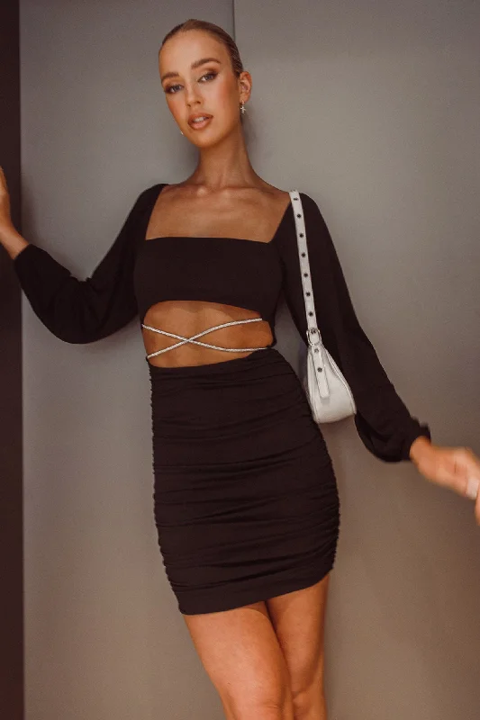 Sleeveless Women Dress in Bright Colors for Summer PartiesNohemi Long Sleeve Diamante Mini Dress Black Sleeveless Women Dress in Bright Colors for Summer PartiesNohemi Long Sleeve Diamante Mini Dress Black