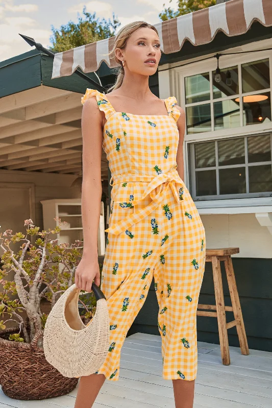 Women jumpsuits with spaghetti - strap tops for a delicate and breezy lookPineapple Punch Wide Leg Sleeveless Jumpsuit Women jumpsuits with spaghetti - strap tops for a delicate and breezy lookPineapple Punch Wide Leg Sleeveless Jumpsuit