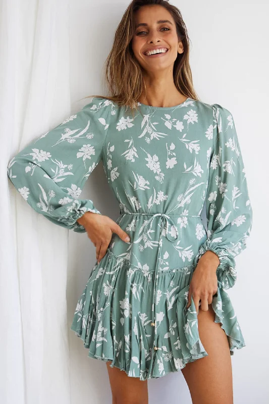 Shift Women Dress with a Simple and Classic Design for Everyday WearRosabel Balloon Sleeve Fluted Hem Dress Botanic Print Sage Shift Women Dress with a Simple and Classic Design for Everyday WearRosabel Balloon Sleeve Fluted Hem Dress Botanic Print Sage