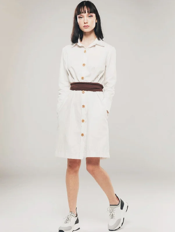 Women jumpsuits with a keyhole back for a unique detailOrganic Cotton Structured Shirt Dress | White
