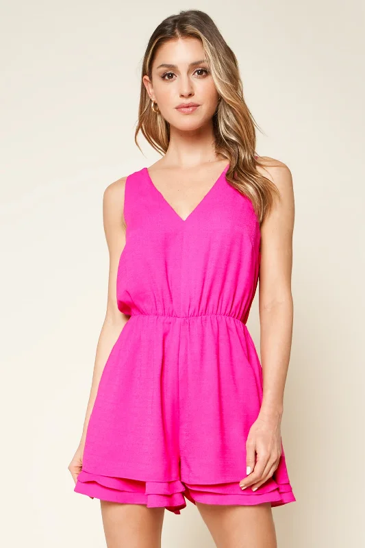 Women jumpsuits with a button - down front for a versatile and casual styleSkyscraper Layered Romper Women jumpsuits with a button - down front for a versatile and casual styleSkyscraper Layered Romper