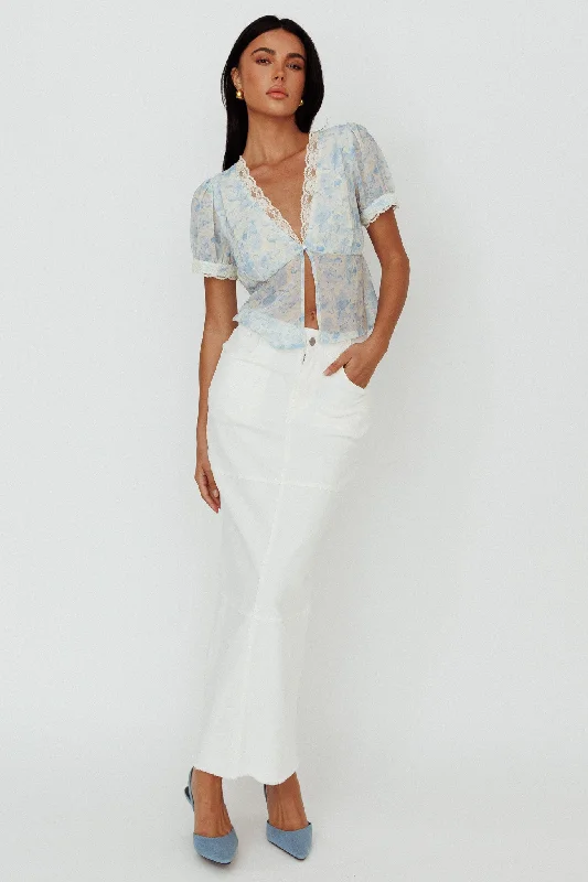 Empire Waist Women Dress to Accentuate the Bust and Conceal the WaistThalia Pocket Maxi Skirt White Empire Waist Women Dress to Accentuate the Bust and Conceal the WaistThalia Pocket Maxi Skirt White