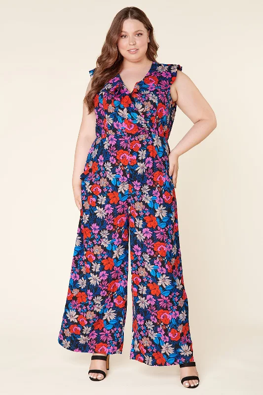 Denim women jumpsuits with ripped details for a casual - edgy lookUltra Flora Raquel Surplice Jumpsuit Curve Denim women jumpsuits with ripped details for a casual - edgy lookUltra Flora Raquel Surplice Jumpsuit Curve
