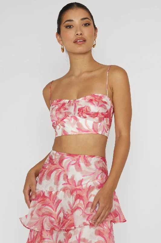 Halter Neck Women Dress to Show Off the Shoulders and NecklineVeda Pleat Crop Top Floral Pink Halter Neck Women Dress to Show Off the Shoulders and NecklineVeda Pleat Crop Top Floral Pink