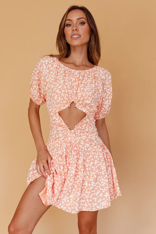 Sleeveless Women Dress in Bright Colors for Summer PartiesYour Moment Cut-Out Waist Dress Floral Orange Sleeveless Women Dress in Bright Colors for Summer PartiesYour Moment Cut-Out Waist Dress Floral Orange