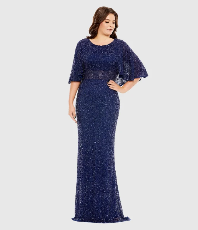 Ball Gown Women Dress with a Full Skirt for a Princess - like Look Ball Gown Women Dress with a Full Skirt for a Princess - like Look Embellished Cape Sleeve Gown (Plus)